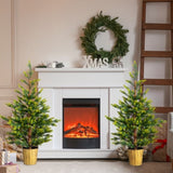 2 Pack 4 FT Dual Tone Artificial Christmas Tree with Pot Stand, Potted Xmas Pine Tree with 119 70224636