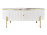 Modern Round Coffee Table with 2 large Drawers Storage Accent Table N735P338995K