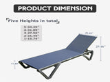Outdoor Lounge Chair, 2 Pieces Aluminum Plastic Patio Chaise Lounge with 5 Position Adjustable W2369P470775