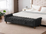65.55" Wide Modern Upholstered Storage , Napped fabric Bed End Foot Stool With Rolled Armrest, 74232923