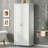 ZUN Storage Cabinet with Two Doors for Bathroom, Office, Adjustable Shelf, MDF Board, White 06525123