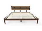 Double rattan woven headboard, Bohemian style, painted finish, pine wood, dark walnut color, Queen 63646995