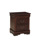 ZUN 1pc Cherry Finish Two Drawers Louis Philip Nightstand Solid Wood Contemporary & Simple Style B011P169961