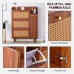 ZUN Modern minimalist storage cabinet, Japanese rattan shoe cabinet, bed top cabinet, small home W1151P147200