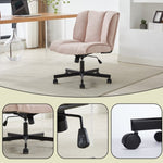 ZUN Armless Desk Chairs with Wheels Office Chair Vanity Chair with Technical Cloth Adjustable Swivel W2725P207687