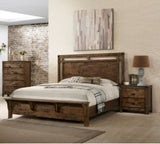 ZUN 1pc Rustic Industrial Style Brown Five Drawer Chest Bedroom Solid Wood Wooden Furniture B011P234683