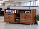 Wooden Filing Cabinet, 4 Drawers, Walnut, P2 Particle Board with Melamine 39071771