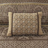 6 Piece Jacquard Quilt Set with Throw Pillows Brown/Gold Full/Queen B03597482