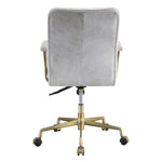 ZUN Vintage White and Chrome Swivel Office Chair B062P186452