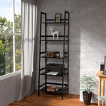 ZUN WTZ Bookshelf, Ladder Shelf, 5 Tier Bamboo Bookcase, Modern Open Book Case for Bedroom, Living Room, 67632796