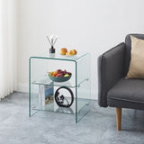 2 layer Tempered Glass Side Table, Clear glass Sofa Table W1718P233037