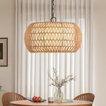 ZUN Farmhouse Pendant Light with Adjustable Height, Boho Woven Jute Rope Hanging Ceiling Light Fixture, W1340P241301