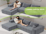 Modular Corduroy Sectional Sofa with Chaise Lounge, All-Foam Deep Seat Couch, Soft Wide-Wale 36871977
