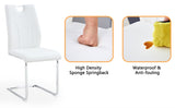 White PU Dining Chair Set.Uniquely designed white dining chairs. PU material, paired with silver W2920P225023