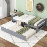 Twin Size Platform Bed with Twin Size Trundle, Gray WF313279AAE