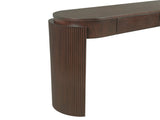 TREXM Entryway Table with Natural Wood Grain Finish, Console Table with Fluted Design, Oval Top and N715P288632P