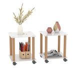 ZUN 2-Piece White+Oak Side Table , 2-Tier Space End Table ,Modern Night Stand, Sofa table, Side Table 88429207