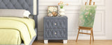 Elegant Velvet Nightstand with 2 Drawers and Crystal Handle, Storage Bedside Table with 63928278