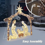 6ft Brown Roof 190LED Lights Nativity Scene Garden Jesus Decoration 09152925
