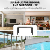 Outdoor Dining Table for 6 Person, Rectangular Slatted Metal Patio Table for Deck Garden Lawn W1859P359856