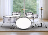 14"x10" 5-Pieces Junior Kids Drum Set Kit Pedal Drum Stick Wrench Drum Stool Silver 96527126