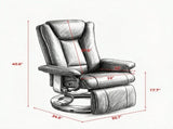 Modern Leather Swivel Recliner with Footrest, Compact Armchair 81310293