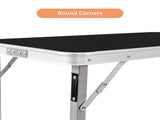 Portable Folding Bar Table with Shelf, Tradeshow Podium Table with Black Skirt and Carrying Bag, for 50301347