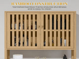 Natural Bamboo Bathroom Cabinet Over Toilet, Slatted Door Storage with Adjustable Shelf 35839199
