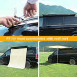 ZUN 6.6ft x 8.2ft, Rooftop Pullout Ripstop UPF50+ Side Awning, Reinforced Hinges & Poles for 61711410