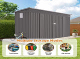 4 x 9 FT Outdoor Storage Shed, Metal Garden Shed Tool House with Sloping Roof,6 vents and 2 Swing W3213P317947