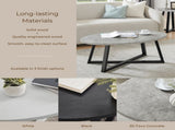 Modern Harmony Wood Oval Coffee Table, Faux Concrete Gray T2574P510866