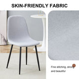 Comfortable Linen-Cotton Dining Chair Set - Six Pieces in Light Gray.Integrated Seat and W1151P228096