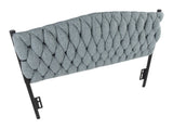 Twin Size Headboard in Black Metal and Blue Fabric B202P223760
