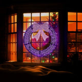 36in Pre-lit Outdoor Christmas Wreath Decoration, Lighted Metal Wreath with Purple Bow, Remote 65188732
