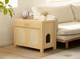 Cat Litter Box Enclosure, Hidden Cat Litter Box Furniture with Scratching Board Doors and Storage 01636746