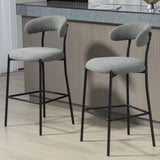 ZUN 26'' Counter height bar stools Teddy fabric cover kitchen island counter bar stool with black powder W2215P196283