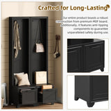 ON-TREND Elegant Free Standing Hall Tree Set of 2, Multifunctional 3-IN-1 Entryway Coat Rack with N721P249242B