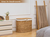 Oval Laundry Hamper with Lid, Woven Natural Water Hyacinth Laundry Hamper 64065472