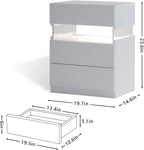 ZUN LED Nightstands 3 Drawer Dresser for End Table with Acrylic Board LED Bedside Tables for W2371P173484