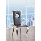 Set of 2 Side Chairs with PU Padded Seat and Back, Black and Chrome B016P315212