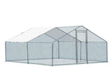 10 x 10 ft Large Metal Chicken Coop, Walk-in Poultry Cage Chicken Hen Run House with Waterproof 16911376