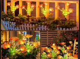 Red solar lantern with glowing flowers and stems, upgraded solar panels, solar lantern for outdoor 73918773