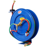 Welding Hose Reel Retractable 1/4 Inch x 50Foot Twin Oxygen Acetylene Rubber Hoses STD Duty Max W465140589