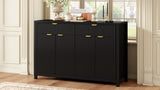 Modern Wave-Pattern Sideboard Cabinet with 2 Drawers and 4 Doors, 3-Level Adjustable Shelves, N711P269068B