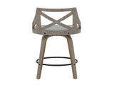 Fixed Height Counter Stool in Light Grey Wood and Grey Fabric - Set of 2 B202P471207