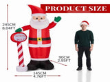96.5" Giant Christmas Inflatable Santa, North Pole Road Sign Design, Built-in Fan with 88763276