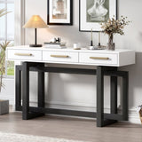 U_STYLE Elegant Console Table with Three Drawers, Extra Long Entryway Table for Entryway, Hallway, N711P175776M