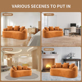 LY-025S-OR COMPRESSION SOFA Double-seat orange sofa, Wood Grain Chenille fabric, full sponge W2231P261292