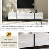 ON-TREND White & Black Contemporary Rectangle Design TV Stand, Unique Style TV WF300852AAK