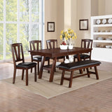 Black Faux Leathe Dining Bench, Dark Walnut SR011332